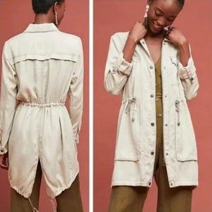 Anthropologie Easy Like Sunday Tan Zip Tie Front Jacket Sz Small